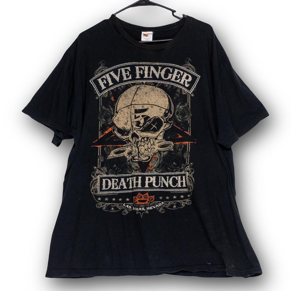 Bay Island Five Finger Death Punch T-Shirt Mens 2XL Black Skull Graphic Band
